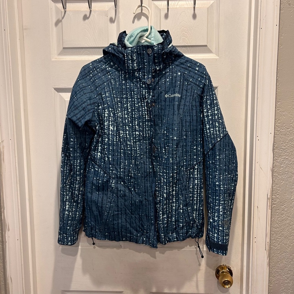 Columbia Bugaboo Interchange 3-in-1 Jacket Womens Medium Blue Abstract Omni Tech